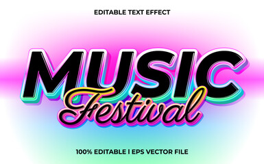 Poster - Music festival 3d text effect and editable text, template 3d style use for business tittle