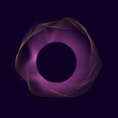 Poster - sound futuristic radial wave. flow of wavy lines music noise. fluctuation of the frequency of sound 