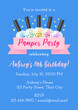 Pamper birthday party invitation template. Cartoon illustration of five sparkling colorful nail polish bottles. Vector 10 EPS.
