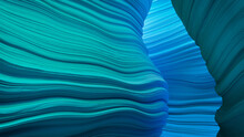 Abstract 3D Render With Elegant, Undulating Forms. Trendy Blue And Turquoise Wallpaper.