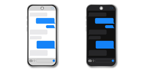Wall Mural - social media design concept. a smartphone with a carousel-style messenger chat screen.
