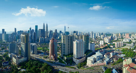 Poster - Panorama aerial morning view of beautiful Kuala Lumpur city skyline