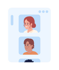 Fototapete - App screen with social media user profiles semi flat color vector element. Editable full sized icon on white. Simple cartoon style spot illustration for web graphic design and animation
