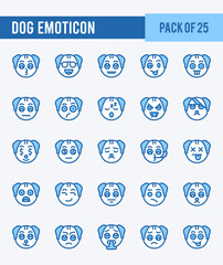 25 Dog Emoticon. Two Color icons Pack. vector illustration.