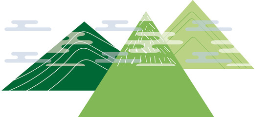 Wall Mural - Three different green mountains