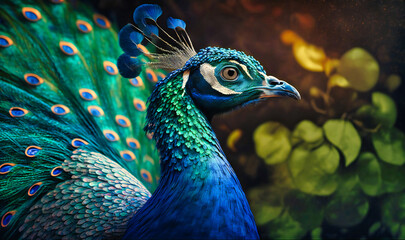 Naklejka na meble A proud peacock displaying its beautiful feathers