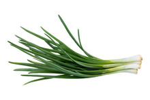 Young Green Onion Isolated On White Background With Clipping Path. Full Depth Of Field. Focus Stacking. PNG	