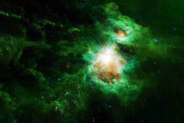 Wall Mural - beautiful green space nebula. elements of this image were furnished by nasa