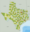 Highly detailed editable political map with separated layers. Texas.