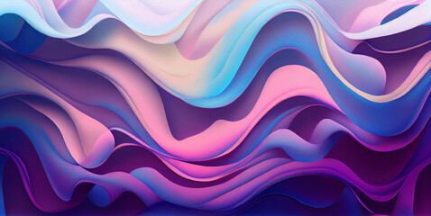 Wall Mural - Colorful wavy abstract background, smooth watercolor lines, created with Generative AI technology