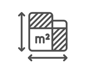 Floor plan line icon. Room dimension sign. House area measurement symbol. Quality design element. Linear style floor plan icon. Editable stroke. Vector