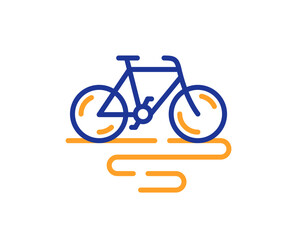 Poster - bike line icon. bicycle route sign. cycling track symbol. colorful thin line outline concept. linear