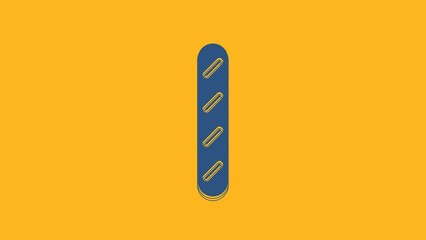 Sticker - Blue French baguette bread icon isolated on orange background. 4K Video motion graphic animation