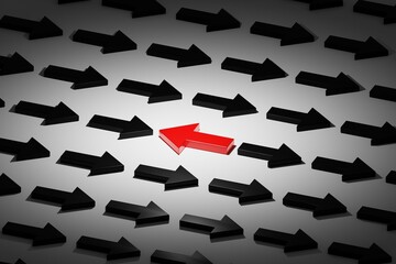 Wall Mural - red and black arrows 3d render  different