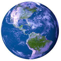 Wall Mural - The blue and green planet earth as version without clouds and png file transparent. The America Continent. Elements of this image furnished by NASA.