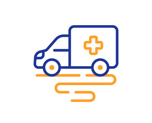 Poster - ambulance transport line icon. patient transportation sign. emergency service symbol. colorful thin 