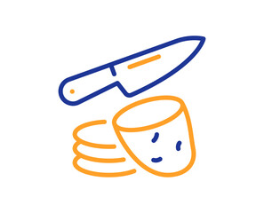 Poster - potato chips line icon. sliced cut potatoes sign. eco vegetable symbol. colorful thin line outline c