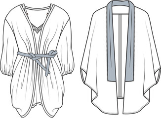 Sticker - sketch of a cardigan, caftan drawing