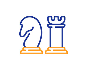 Poster - chess line icon. business strategy sign. tactic board game symbol. colorful thin line outline concep