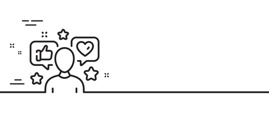 Poster - Influence line icon. Social media blogger sign. Influencer headshot symbol. Minimal line illustration background. Influence line icon pattern banner. White web template concept. Vector