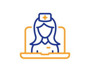 Poster - telemedicine line icon. online doctor sign. medicine healthcare symbol. colorful thin line outline c
