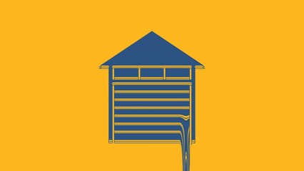 Sticker - Blue Closed warehouse icon isolated on orange background. 4K Video motion graphic animation