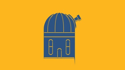 Sticker - Blue Astronomical observatory icon isolated on orange background. 4K Video motion graphic animation