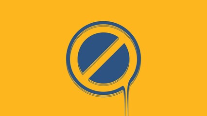 Poster - Blue Stop sign icon isolated on orange background. Traffic regulatory warning stop symbol. 4K Video motion graphic animation