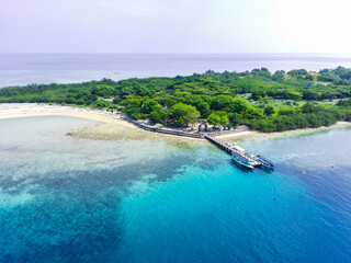 Wall Mural - Menjangan Island, West Bali National Park, Indonesia. Aerial footage taken with drone.