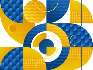 Poster - Seamless pattern with blue and yellow shapes