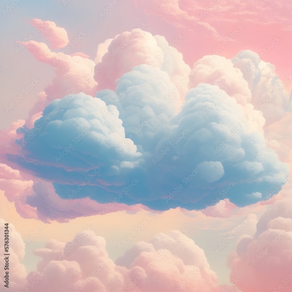 pink and blue cloudscape with fluffy cotton candy pink clouds - AI ...