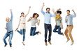 © Laflor/peopleimages.com - Celebrations in isolation. Full body shot of a group of excited people jumping into the air.