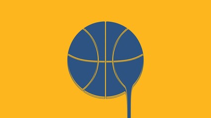 Canvas Print - Blue Basketball ball icon isolated on orange background. Sport symbol. 4K Video motion graphic animation