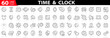 © vectorsanta - Time icon. Clock icon. 60 icon set Time & Clock. Simple Set of Time Related Vector Line Icons. Time clocks thin line icons. Time Inspection, Log, Calendar and more. Vector illustration