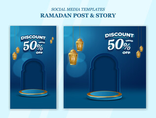 Wall Mural - Islamic celebration ramadan sale banner social media post template