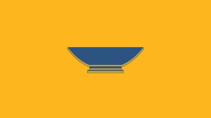 Poster - Blue Bowl icon isolated on orange background. 4K Video motion graphic animation