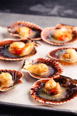 Wall Mural - Cooked scallops with melted butter