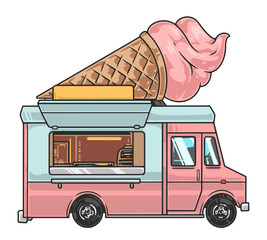 Sticker - Ice cream truck sticker colorful