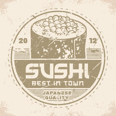 Wall Mural - Sushi Menu emblem vintage monochrome