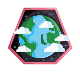 Wall Mural - earth planet space badge
