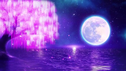 magical night under the moon on the water