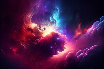 Wall Mural - abstract outer space endless nebula galaxy background. generative ai