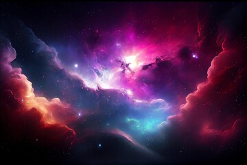Wall Mural - abstract outer space endless nebula galaxy background. generative ai