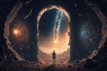 Wall Mural - afterlife and connection to different worlds, generative ai