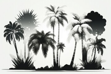 Poster - Isolated palm trees. Banner, poster, or photo editing purposes. Illustration. Generative AI