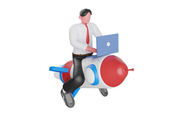 Poster - Launching Startup  3d illustration