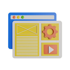 Poster - 3d Seo Content Management. icon isolated on white background. 3d rendering illustration