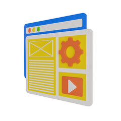 Poster - 3d Seo Content Management. icon isolated on white background. 3d rendering illustration