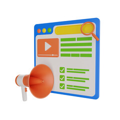Poster - 3d Seo Marketing. icon isolated on white background. 3d rendering illustration