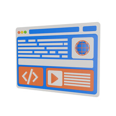 Poster - 3d Webpage. icon isolated on white background. 3d rendering illustration